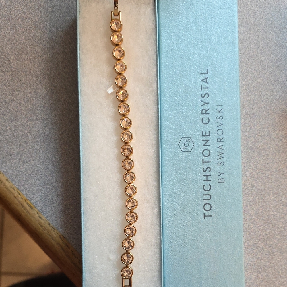 Touchstone Crystal Rose Gold-Tone Ice Bracelet with Swaroski Crystals